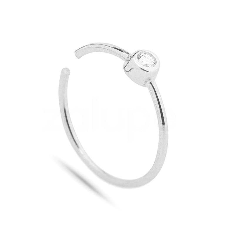 Piercing Nariz Argola de Ouro Branco 18K Diamante 0.01ct - Unvars