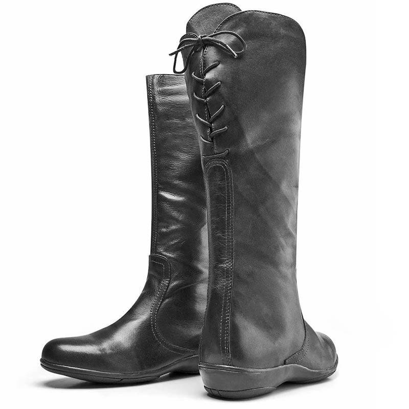 Bota Feminina Cano Alto Preta Couro Sem Salto Vanguard Unvars