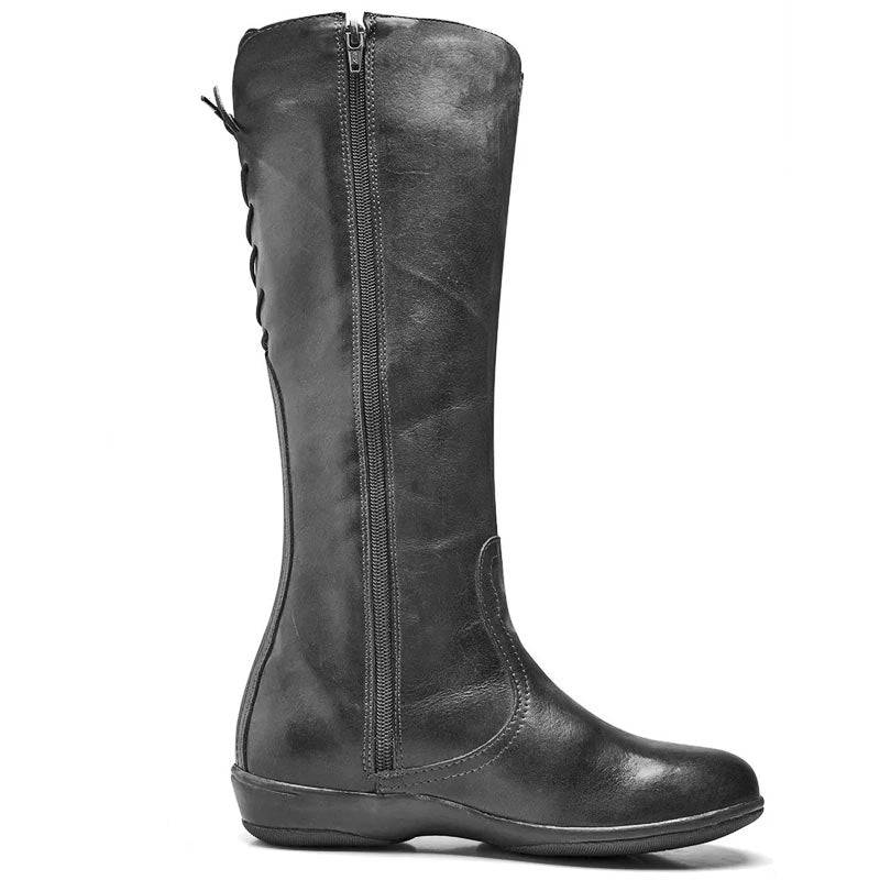 Bota Feminina Cano Alto Preta Couro Sem Salto Vanguard Unvars