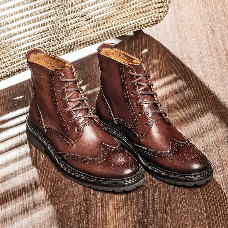 Bota Masculina Couro Brogue Marrom Cavalier Unvars
