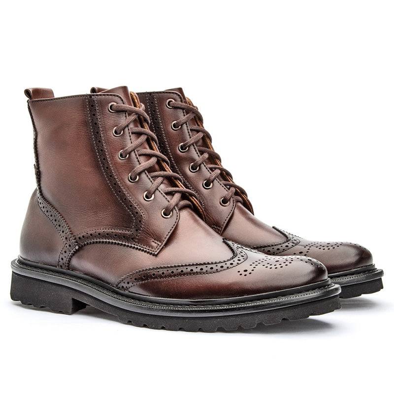 Bota Masculina Couro Brogue Marrom Cavalier Unvars