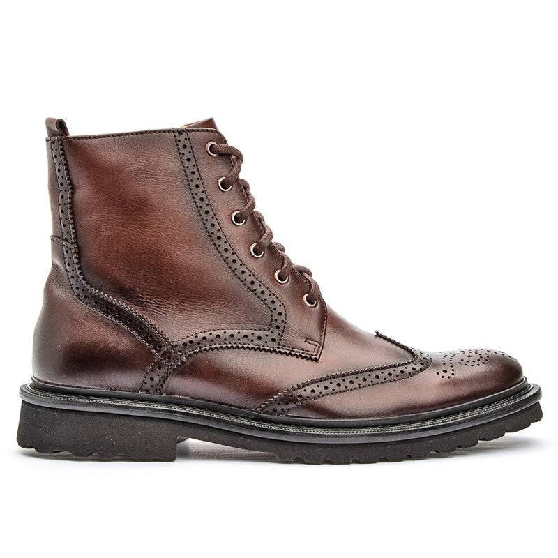 Bota Masculina Couro Brogue Marrom Cavalier Unvars
