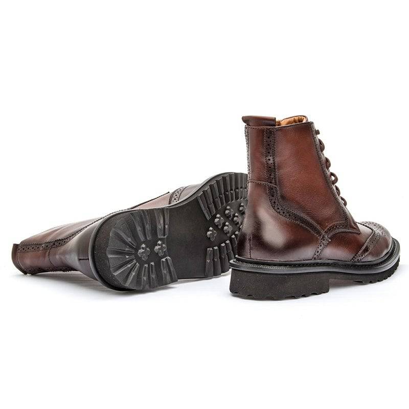 Bota Masculina Couro Brogue Marrom Cavalier Unvars