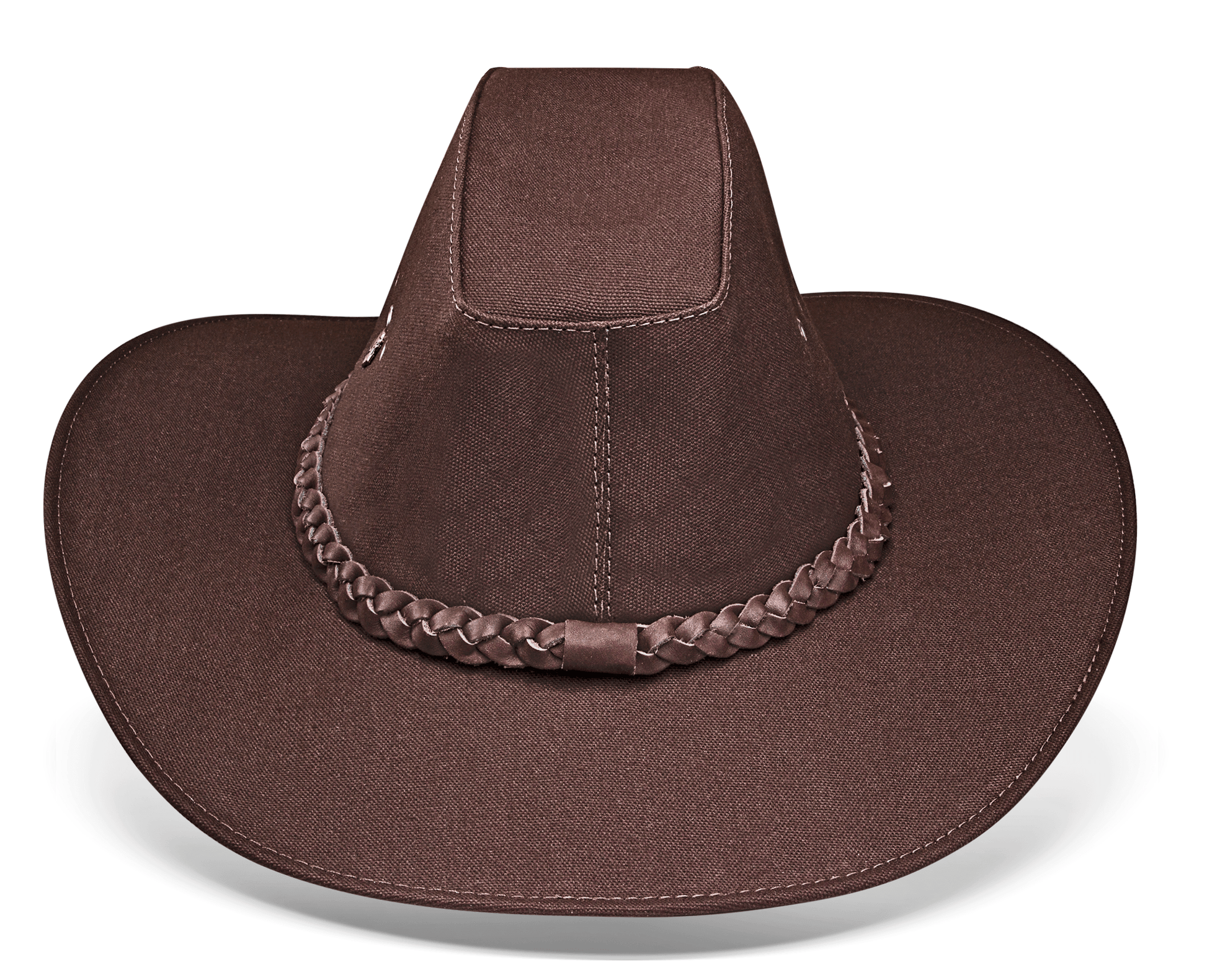 Chapéu Country Lona e Couro Cowboy Marrom Americano - Unvars