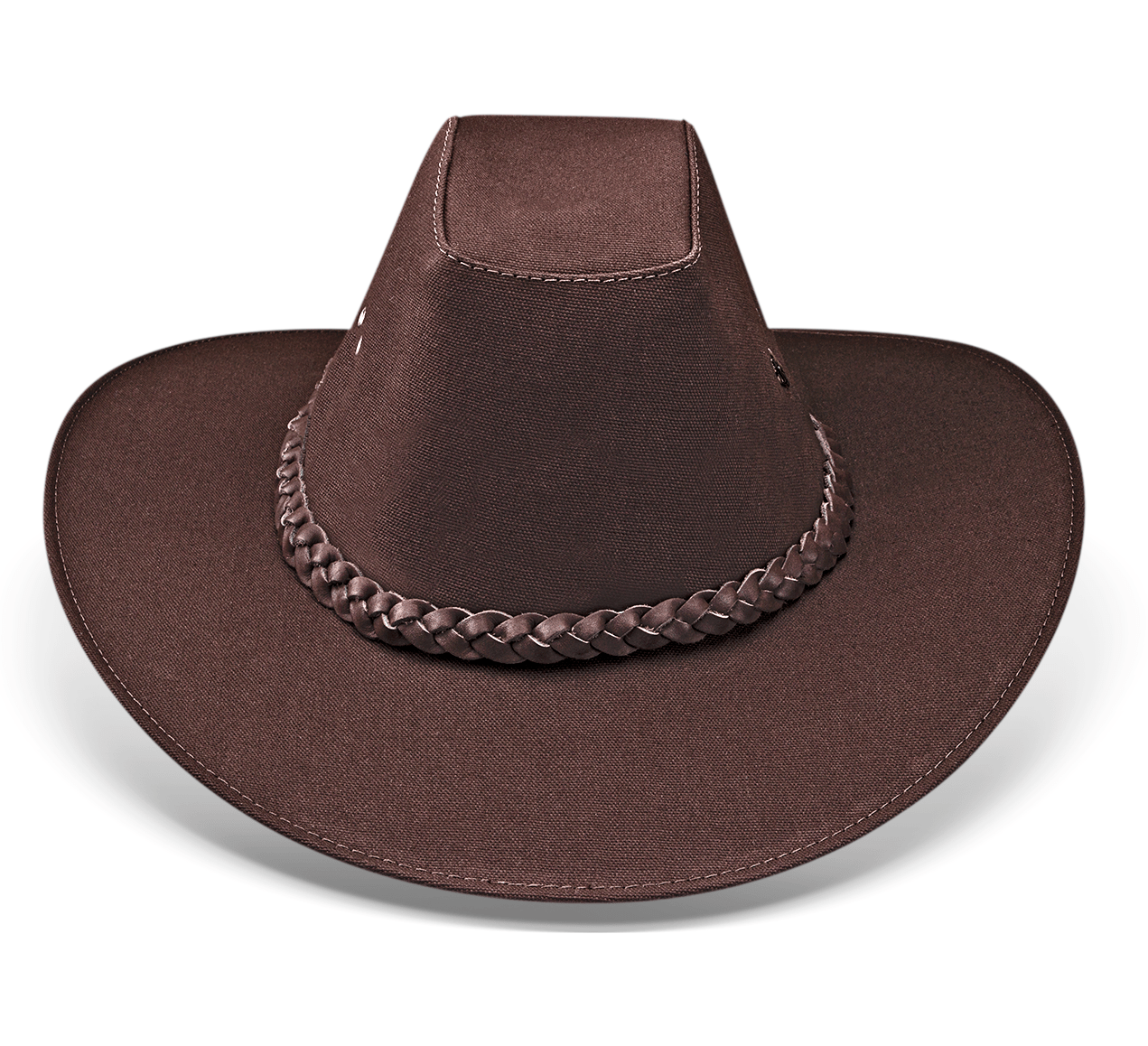 Chapéu Country Lona e Couro Cowboy Marrom Americano - Unvars